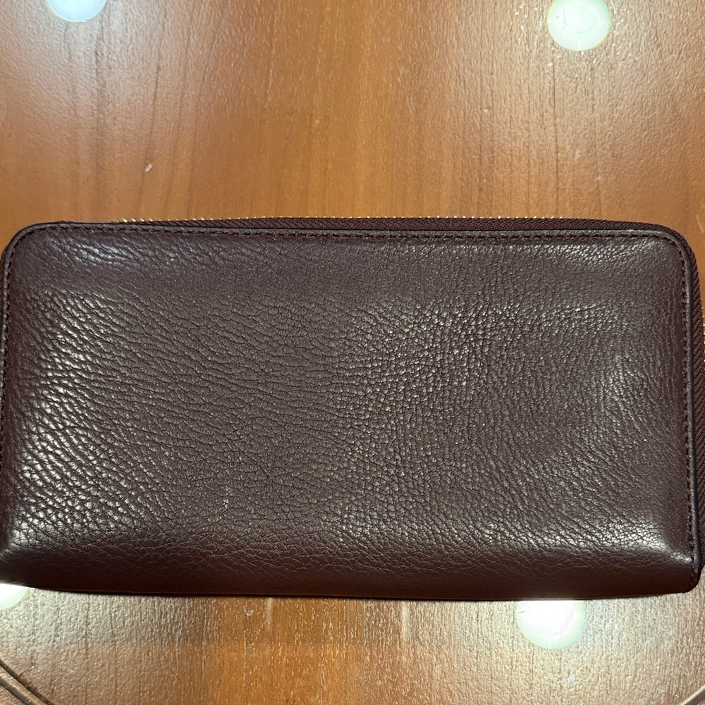 Coach Dark Brown Wallet with Floral Embroidery - Picture 2 of 4